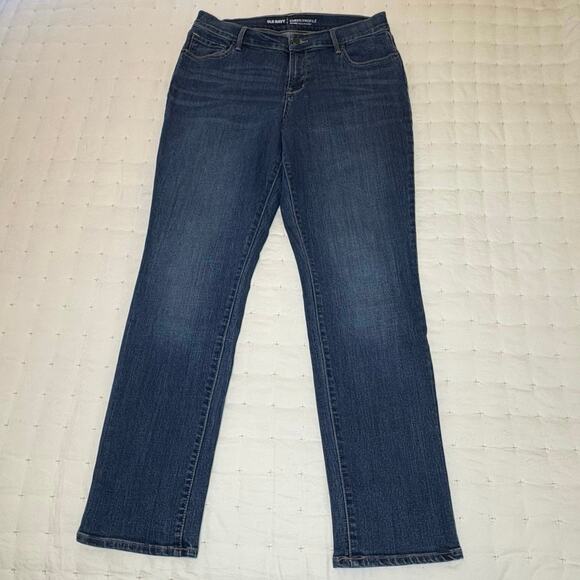 Old Navy Curvy Sweetheart Mid-Rise Straight Leg Jeans Women's 12R Blue Stretch - Picture 1 of 12